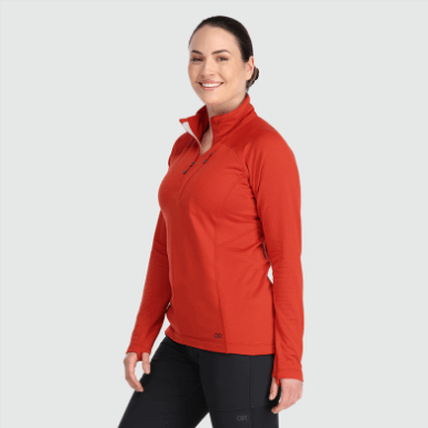 Buitenonderzoek | Vigor Half Zip-plus Cranberry Voor Dames