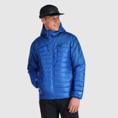 Buitenonderzoek | Klassieke Blauwe Herenhoodie Met Heliumdons
