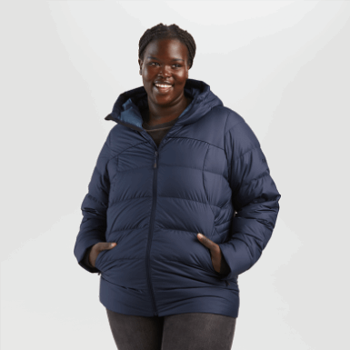 Buitenonderzoek | Marineblauwe Coldfront-donshoodie Voor Dames