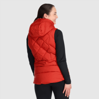 Buitenonderzoek | Coldfront-donsvest Met Capuchon Voor Dames, Cranberry