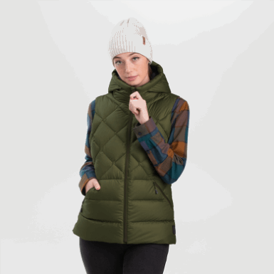 Buitenonderzoek | Coldfront-donsvest Met Capuchon Voor Dames, Loden