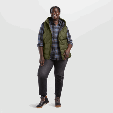 Buitenonderzoek | Coldfront-donsvest Met Capuchon Voor Dames, Loden