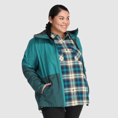 Buitenonderzoek | Dames Aspire Ii Gore-tex® Plus Size Regenjack Deep Lake/treeline