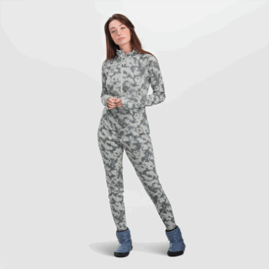 Buitenonderzoek | Dames Alpine Onset Merino Sneeuwcamouflage Met Halve Rits