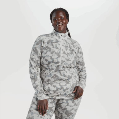 Buitenonderzoek | Dames Alpine Onset Merino Sneeuwcamouflage Met Halve Rits
