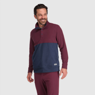 Buitenonderzoek | Heren Trailmix Snap Pullover Ii Kalamata/marineblauw