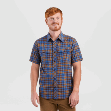 Buitenonderzoek | Heren Zwerver S/s Overhemd Klassiek Blauw Geruit