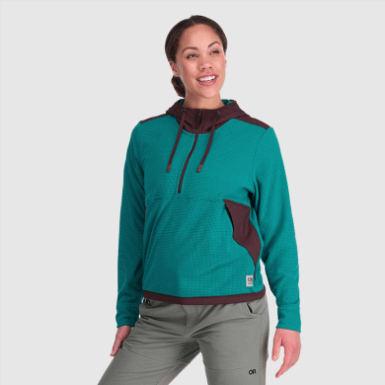 Buitenonderzoek | Dames Trailmix Pullover Hoodie Deep Lake/elk