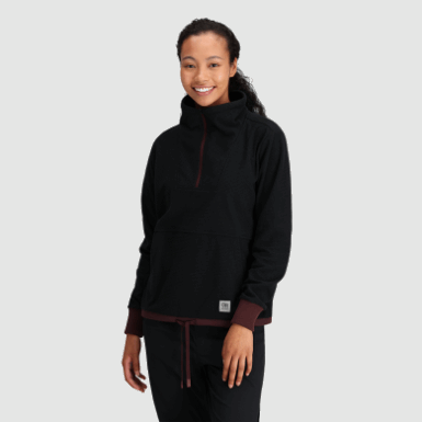 Buitenonderzoek | Dames Trailmix Pullover Met Kwartrits Zwart/elk