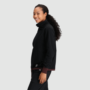 Buitenonderzoek | Dames Trailmix Pullover Met Kwartrits Zwart/elk