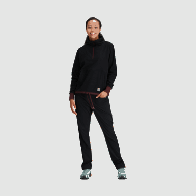 Buitenonderzoek | Dames Trailmix Pullover Met Kwartrits Zwart/elk