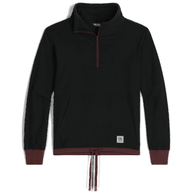 Buitenonderzoek | Dames Trailmix Pullover Met Kwartrits Zwart/elk
