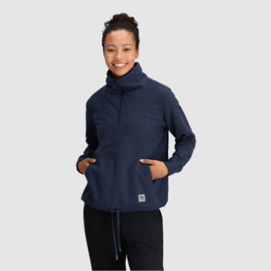 Buitenonderzoek | Marineblauwe Trailmix Pullover Met Kwartrits Voor Dames