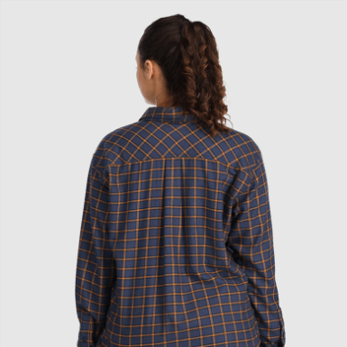 Buitenonderzoek | Dames Feedback Flanellen Overhemd Licht Marineblauw Geruit