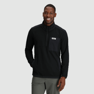 Buitenonderzoek | Heren Trailmix Pullover Met Kwartrits Zwart