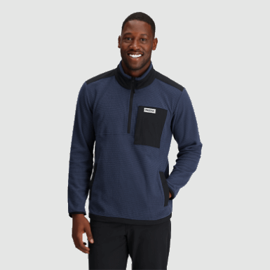 Buitenonderzoek | Marineblauwe Trailmix Pullover Met Kwartrits Voor Heren
