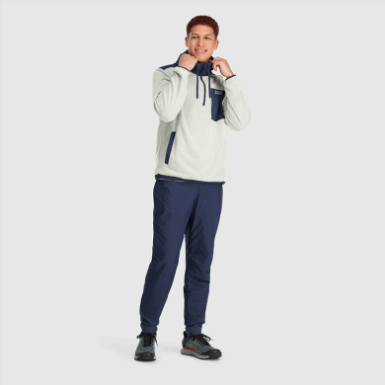 Buitenonderzoek | Heren Trailmix Pullover Hoodie Zand/marineblauw